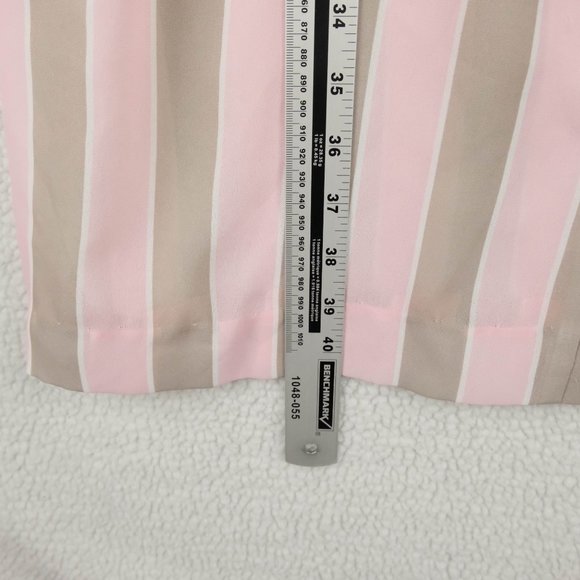 Vintage Summer Dress Womens Large Pink Beige Striped Sheer Midi Belted 70s - Picture 7 of 13